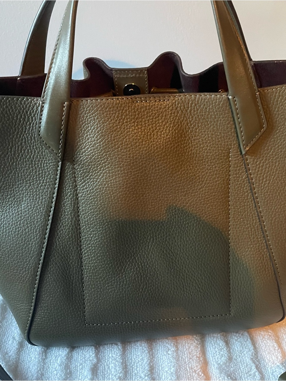 Michael Kors Olive Drawstring Pebbled Leather Tote - Picture 2 of 5